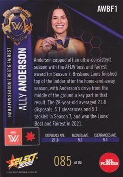 2022 Select AFLW Hilites - Best & Fairest #AWBF1 Ally Anderson Back